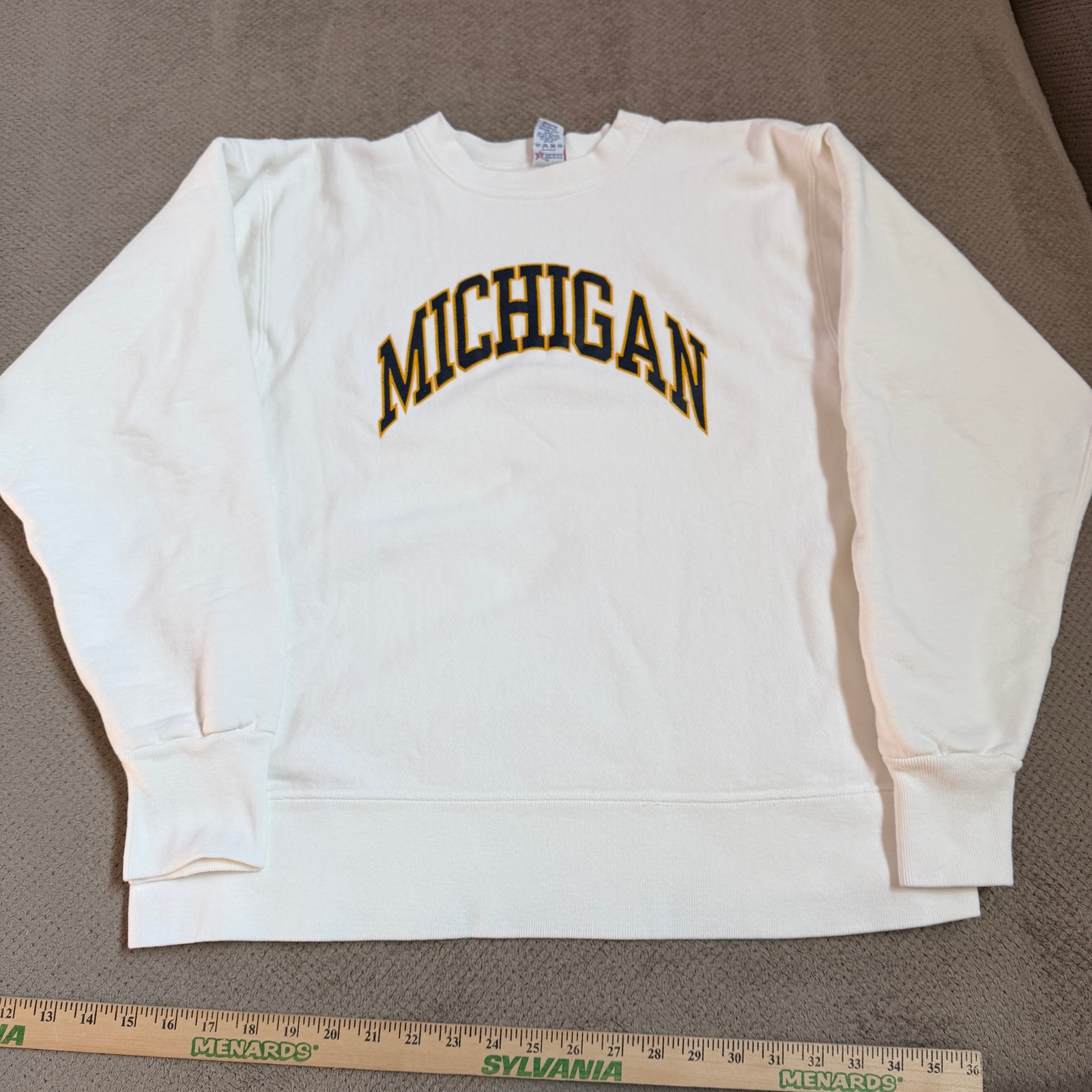Vintage 1990s Michigan Soffe Super Sweats Crewneck Sweatshirt White Mens Large